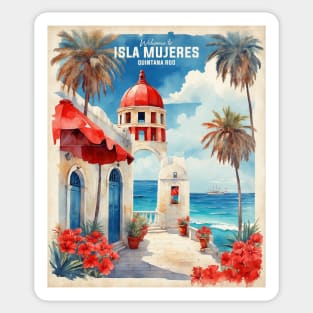 Isla Mujeres Quintana Roo Mexico Vintage Tourism Travel Retro Sticker